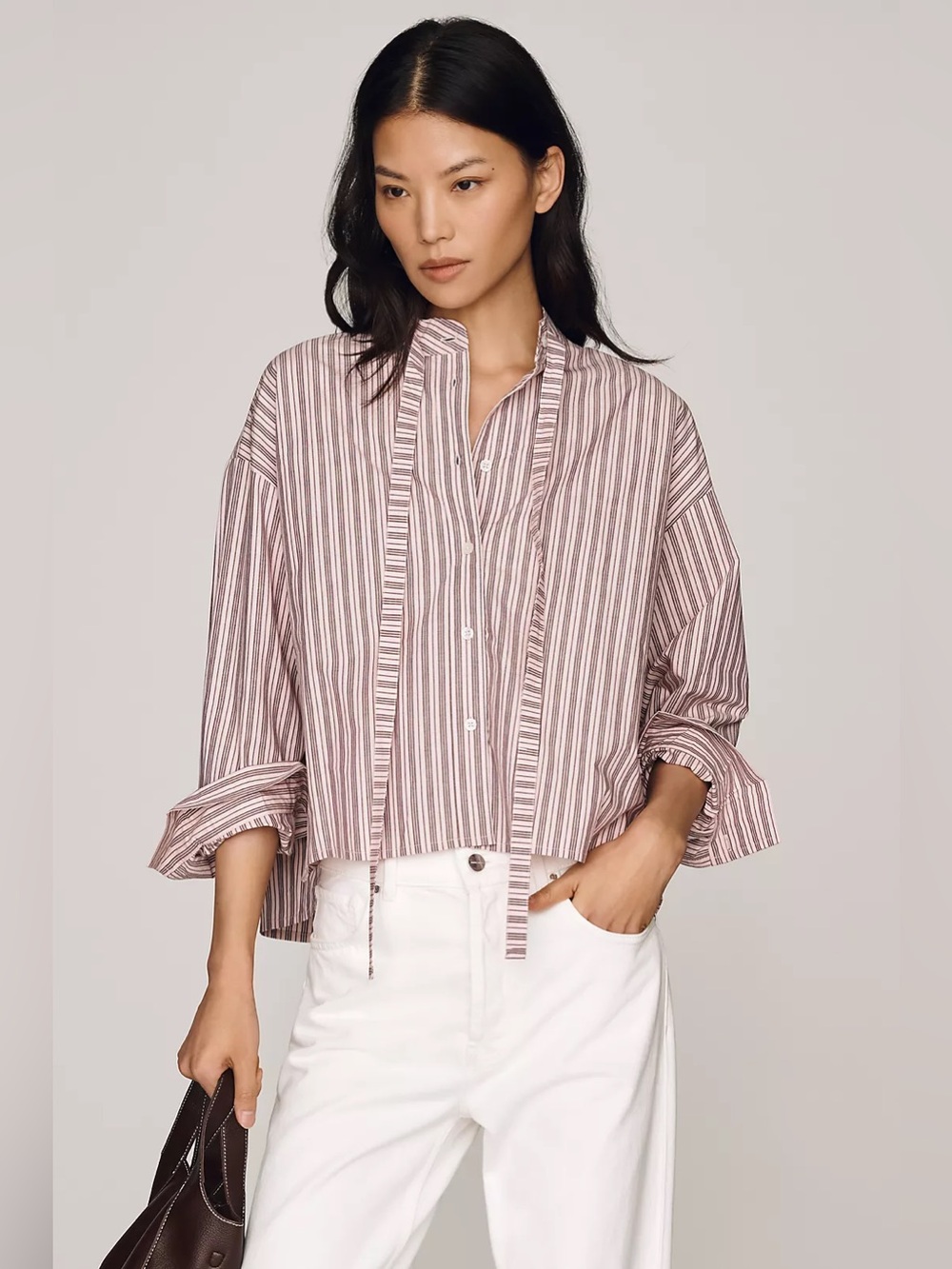 AG26 Maeve 100% Cotton Tie-Neck Buttondown Shirt